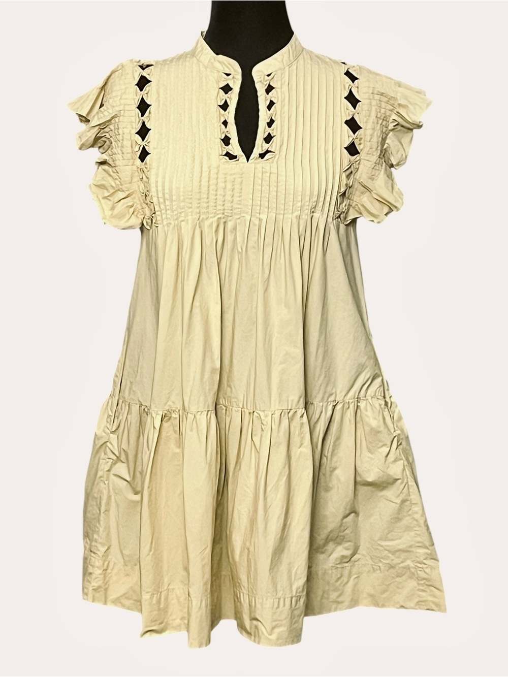 Sea New York Sand Ruffle Sleeve Dress XS with Pockets!